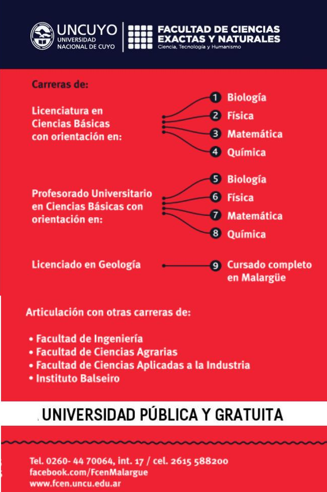 Facultad de Ciencias Exactas y Naturales de la UNCuyo, otra posibilidad de estudio en Malargüe 1 face estudia en malargue