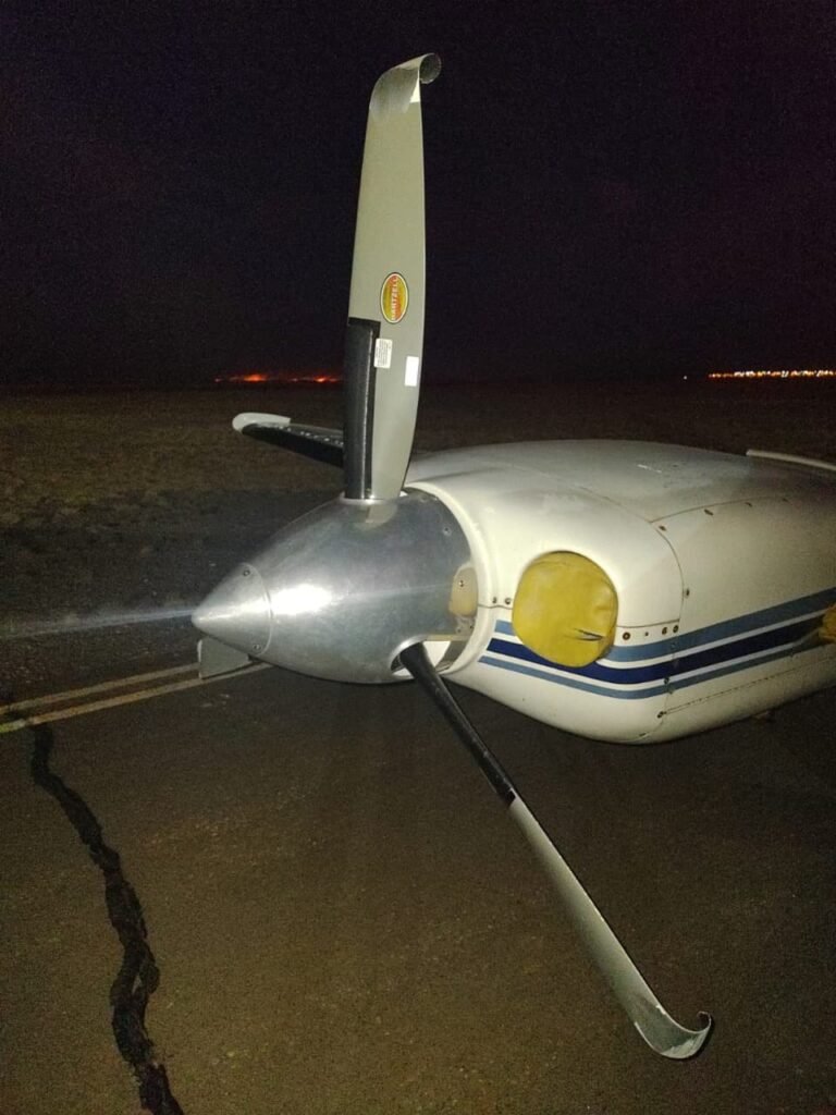 Accidente en el aeropuerto de Malargüe 1 helice avion 1