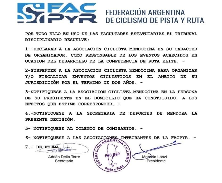 Ciclismo, dura sanción para la Federación mendocina 5 339780317 867935117634451 6665508129075564940 n