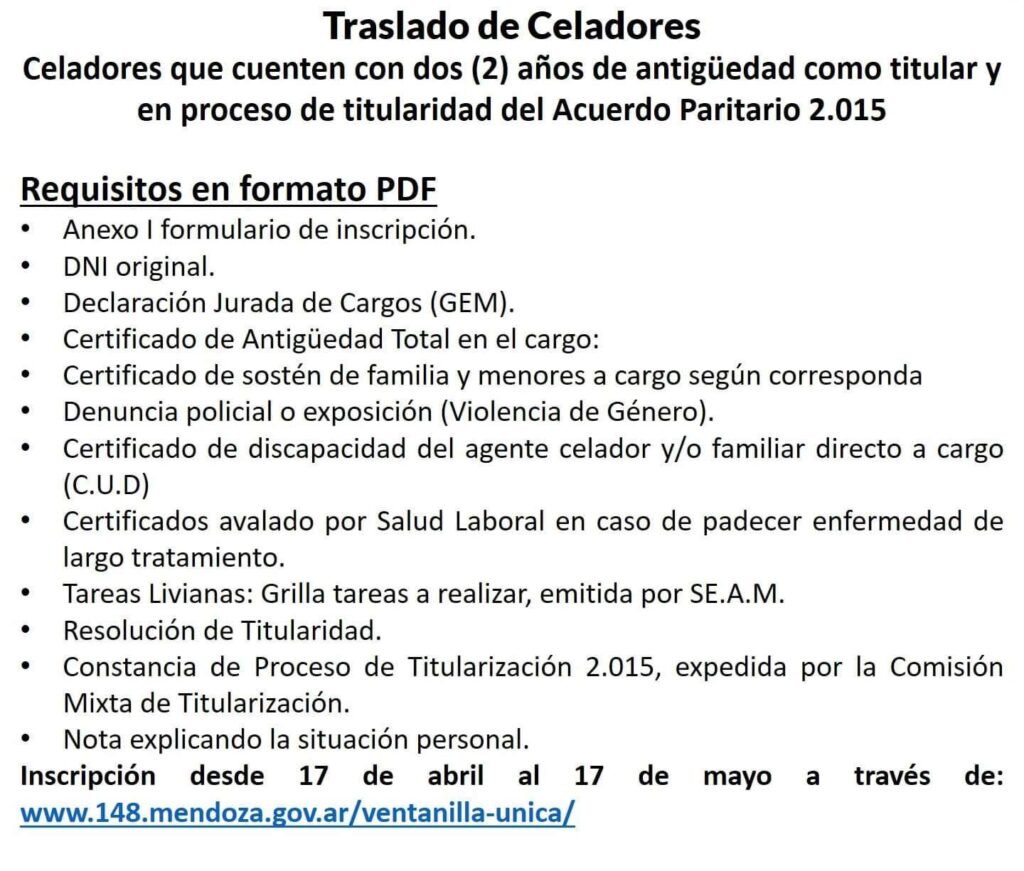 traslado celadores