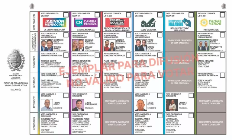 Modelo boleta única papel que se utilizará en próximas elecciones