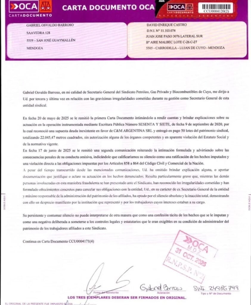 carta sindicato