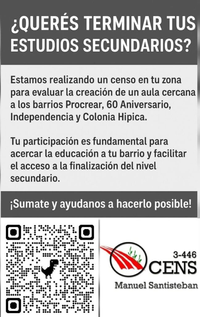 El CENS invita a completar el censo que permitirá habilitar un aula satélite en la zona este. 5 WhatsApp Image 2025 12 02 at 9.46.50 PM