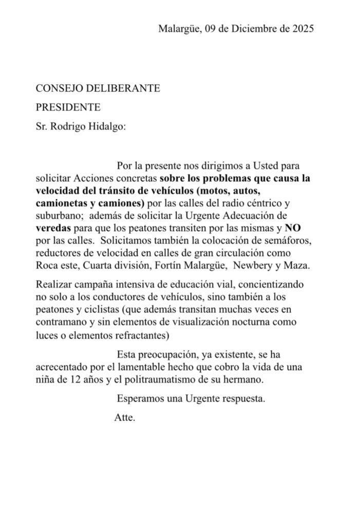 Vecinos de Malargüe reúnen firmas y exigen medidas viales urgentes. 1 WhatsApp Image 2025 12 11 at 3.38.54 PM 1