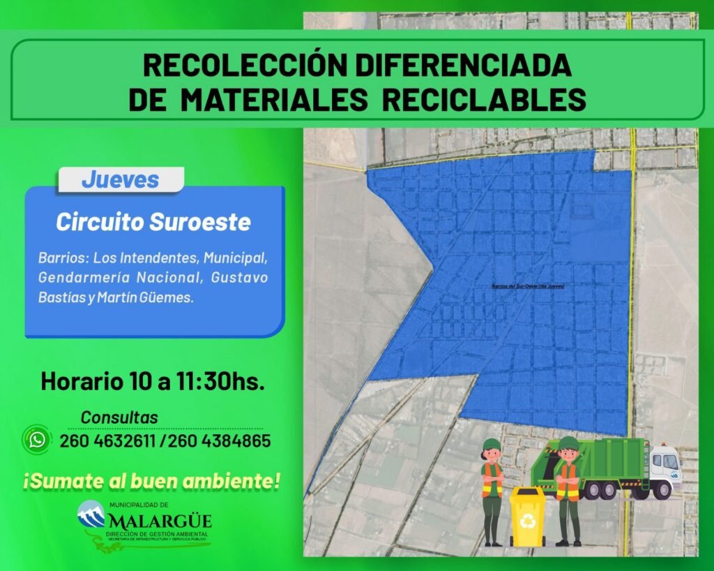 Recolección de reciclables en Malargüe: días, horarios y circuitos por zonas 5 WhatsApp Image 2025 12 30 at 8.55.57 AM