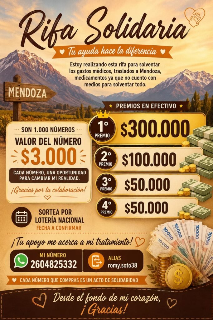 Organizan una rifa solidaria para colaborar con una vecina de Malargüe. 5 WhatsApp Image 2026 05 20 at 6.55.34 PM 1 1