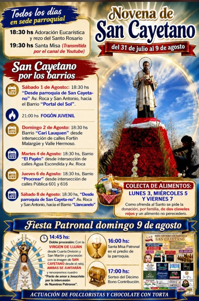 Comenzó la novena de San Cayetano con una invitación a renovar la fe, pedir por el trabajo y ayudar a las familias más necesitadas. 1 C75D1A80 B51A 496C 850A 952A0CE544D3