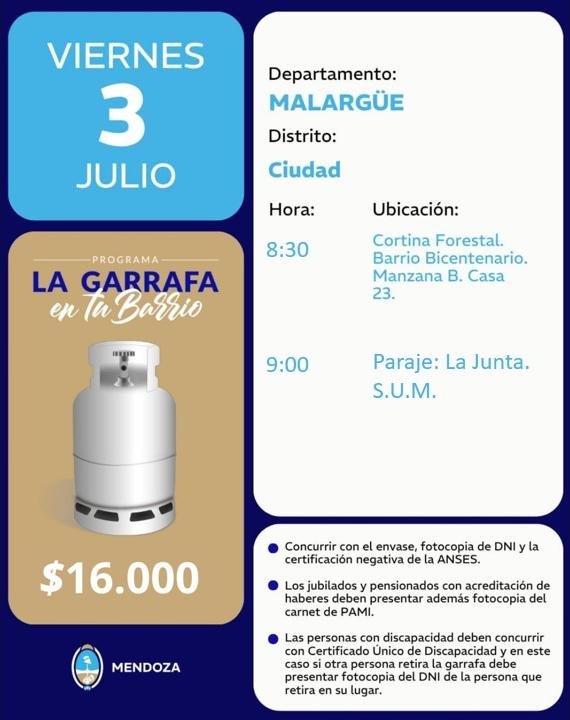 La "Garrafa en tu Barrio" continúa durante el receso invernal y actualiza su precio en Mendoza. 1 WhatsApp Image 2026 06 30 at 7.39.26 PM