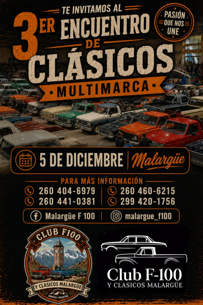 Club F100 y Clásicos Malargüe organiza el tercer encuentro Multimarca 1 image 3