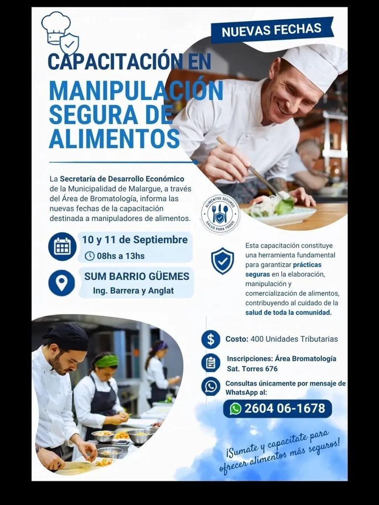 Mañana habrá una capacitación en manipulación de alimentos en el barrio Martín Güemes. 1 6a142a12 0d0c 4337 90e1 28c313bb70f0 768x1024 1