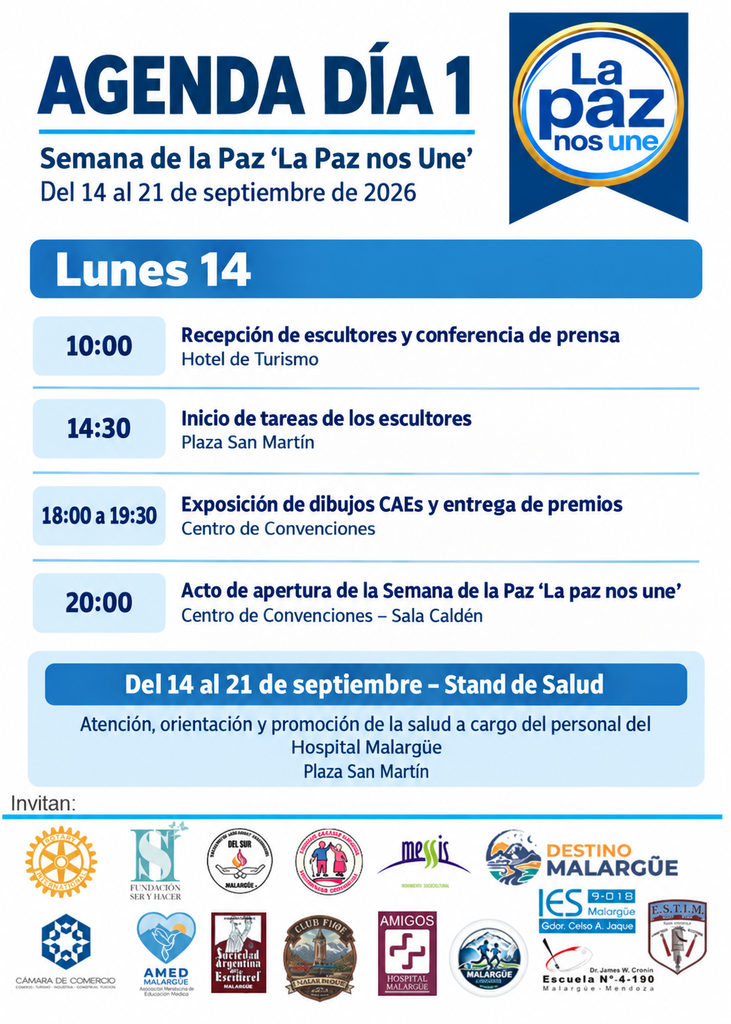 “La paz nos une” abrirá una semana de actividades en Malargüe 1 ChatGPT Image 12 sept 2026 01 53 24 p.m