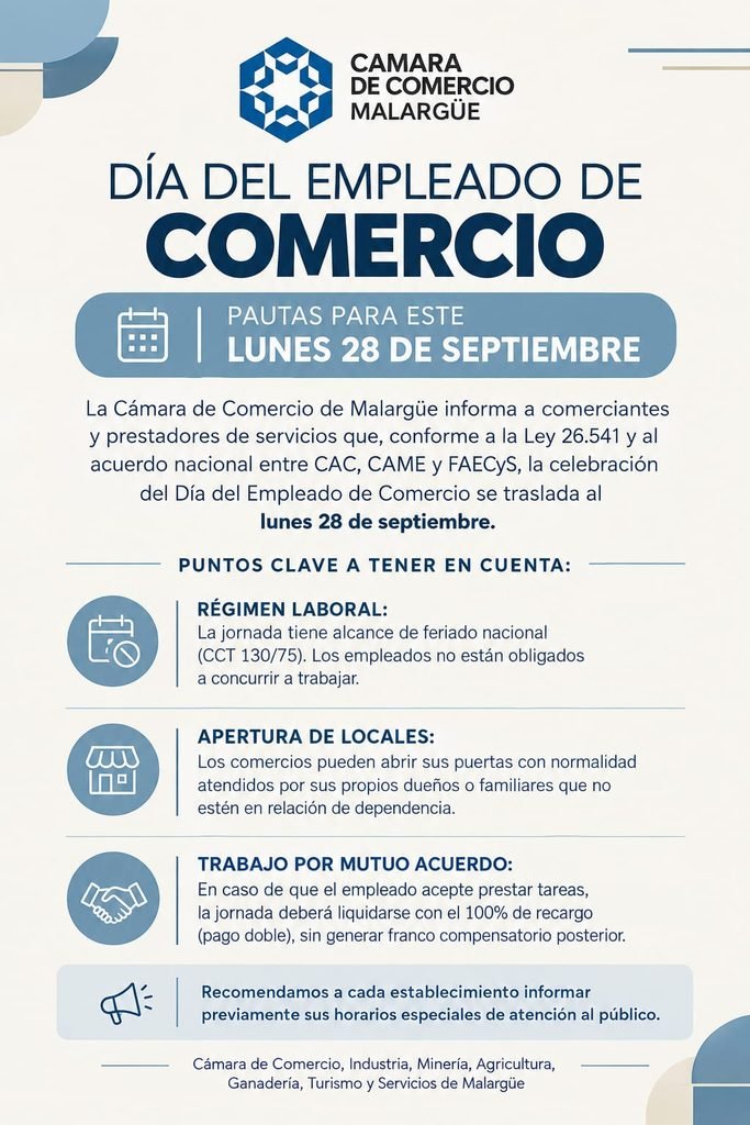 Día del Empleado de Comercio: qué pasará este lunes en Malargüe 1 WhatsApp Image 2026 09 25 at 7.00.55 PM