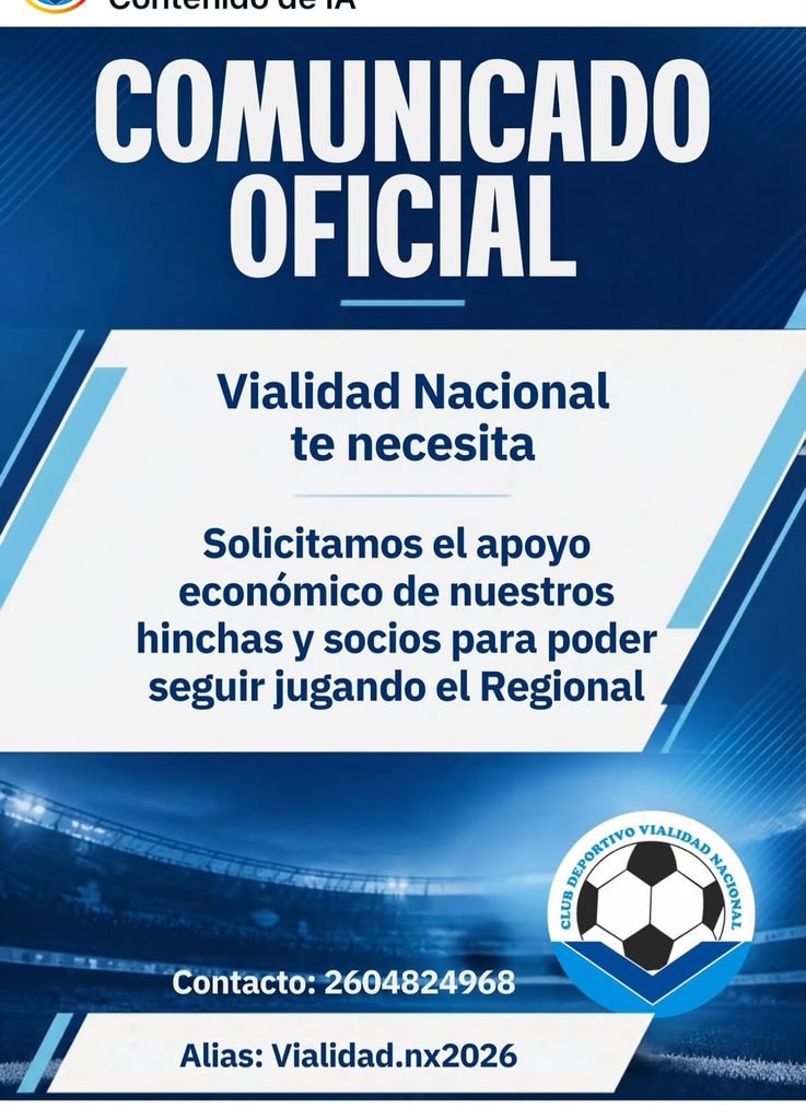 Vialidad Nacional sale a buscar apoyo económico. 1 WhatsApp Image 2026 09 30 at 4.42.31 PM