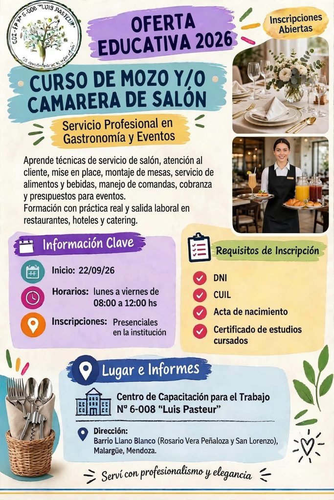 ¿Te interesa la gastronomía? En Malargüe continúa la capacitación para mozos y camareras 1 WhatsApp Image 2026 09 29 at 11.04.06 AM 1