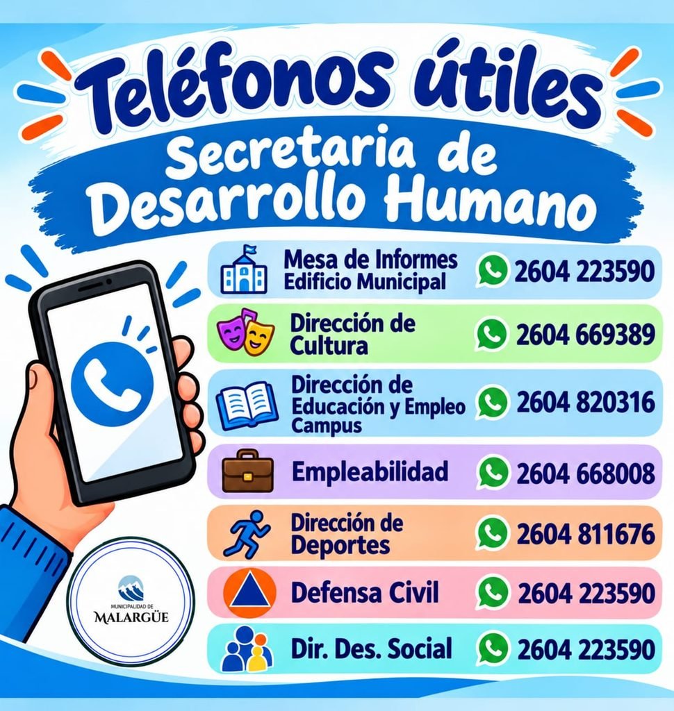 La Municipalidad de Malargüe dio a conocer los teléfonos útiles de sus secretarías 1 WhatsApp Image 2026 10 10 at 3.39.32 PM