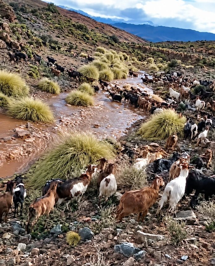 chivos en el arroyo